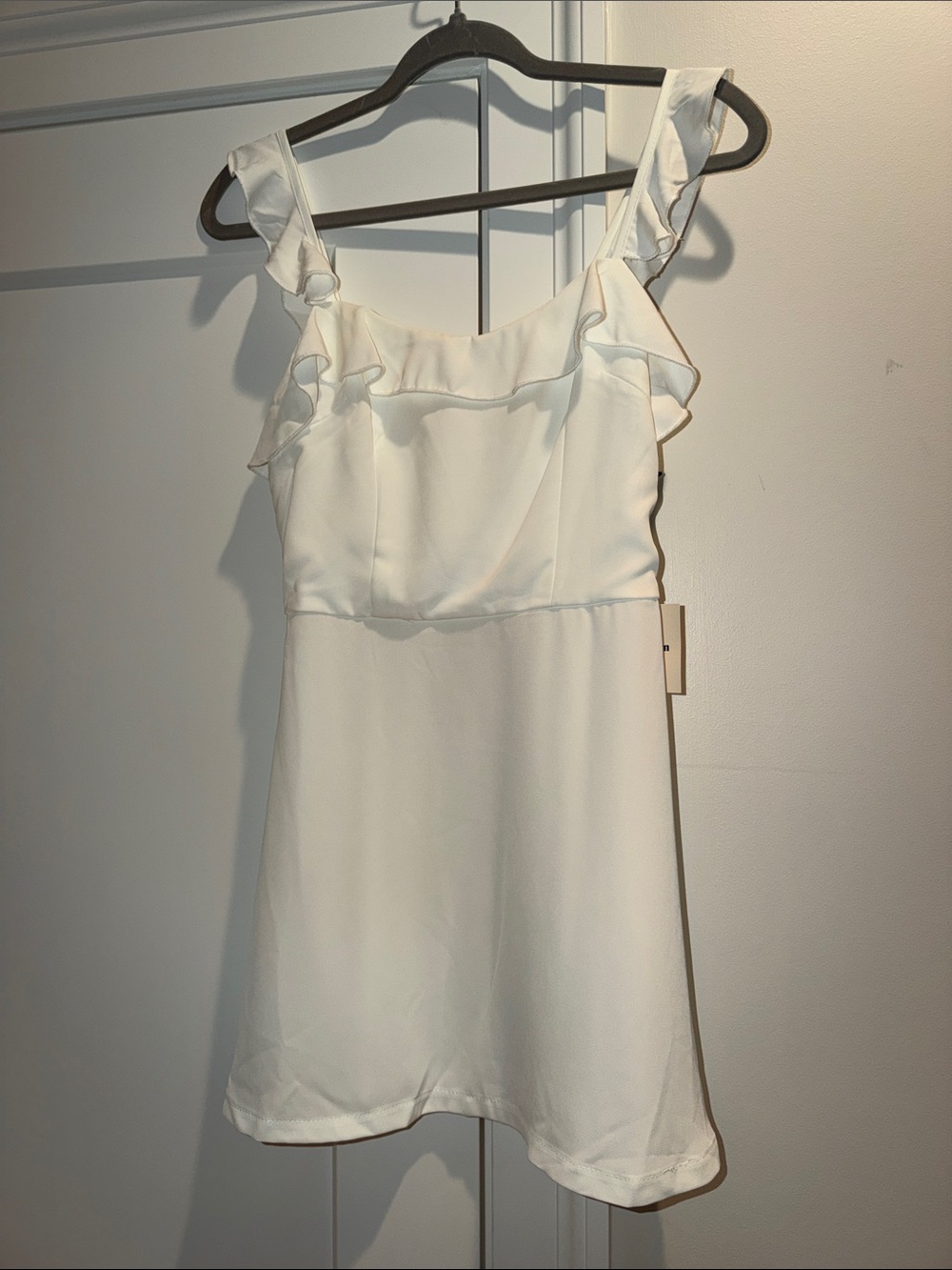 superdown White Ruffled Strap Mini Dress - Picture 4 of 5